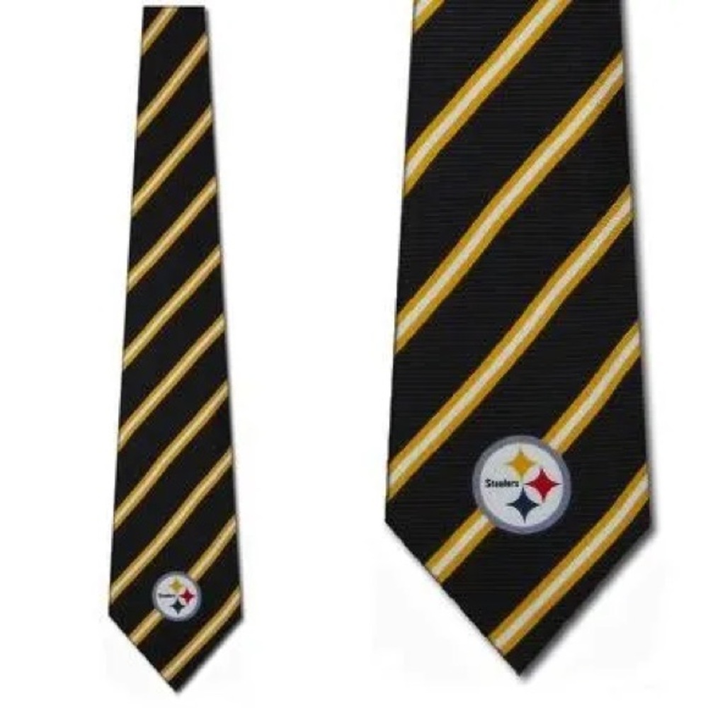 NWT NFL Pittsburgh Steelers Football Men’s Black Striped Tie